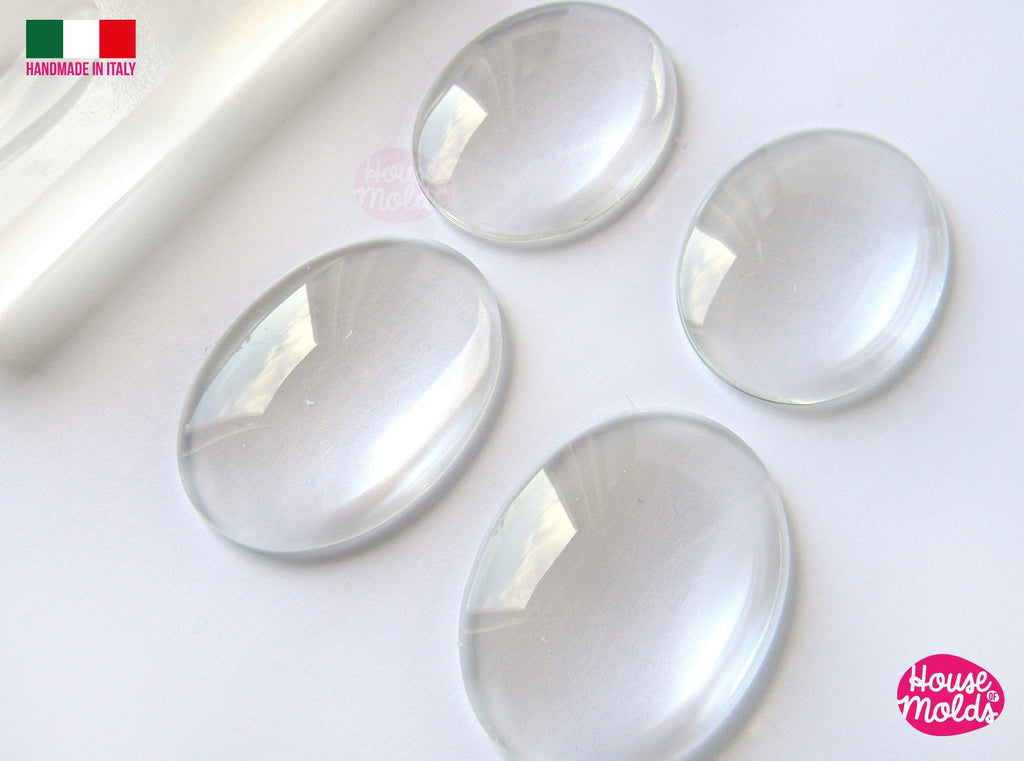 40 x 30 mm Oval Cabochons  4 Cavityes clear Mold , smooth and super glossy resin Earrings, Ring Top , Oval  Pendants and House of molds