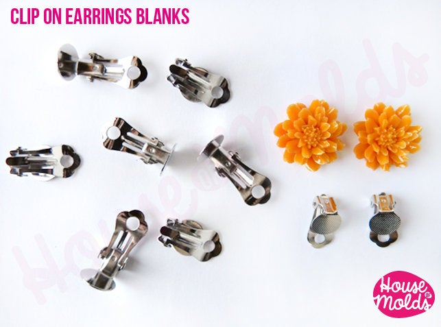 Platinum Colour Clip On Earrings Blanks -  clip base 10 mm  diameter,  Nickel Free -