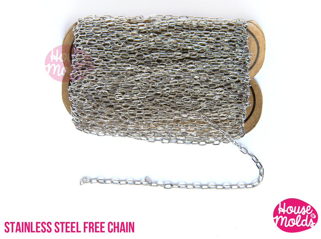 Stainless Steel Free Chain 4 x 2 mm - create your Necklace bracelet dangles earrings and more -houseofmolds