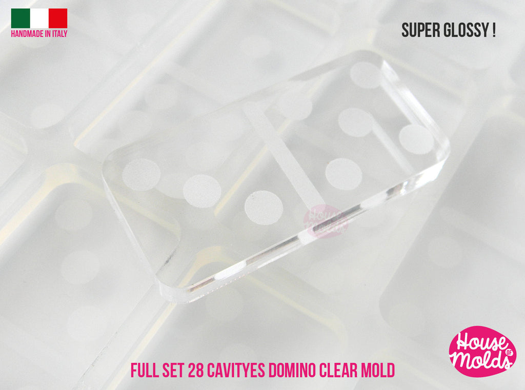 DEFECTED B- Full Set 28 cavityes real size Domino Clear Silicone Molds  - Play domino with dots engraved silicone clear molds