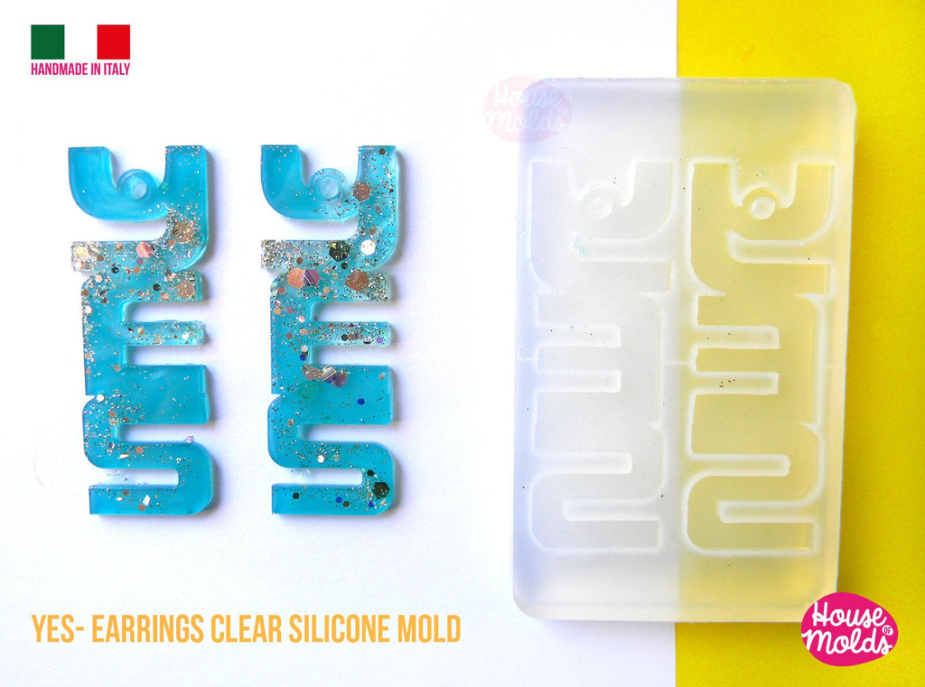 YES 90s earrings Clear Molds , Premade Holes on top , measurements 57 x 21 mm thickness 2 mm , easy and  super shiny - house of molds
