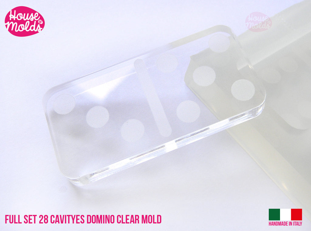 DEFECTED A - Full Set 28 cavityes real size Domino Clear Silicone Molds  - Play domino with dots engraved silicone clear molds