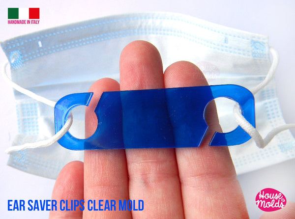 Rectangular Ear Clips Ear Saver Clips Clear Molds , Rectangle Design 03 - measurements 67 mm ...