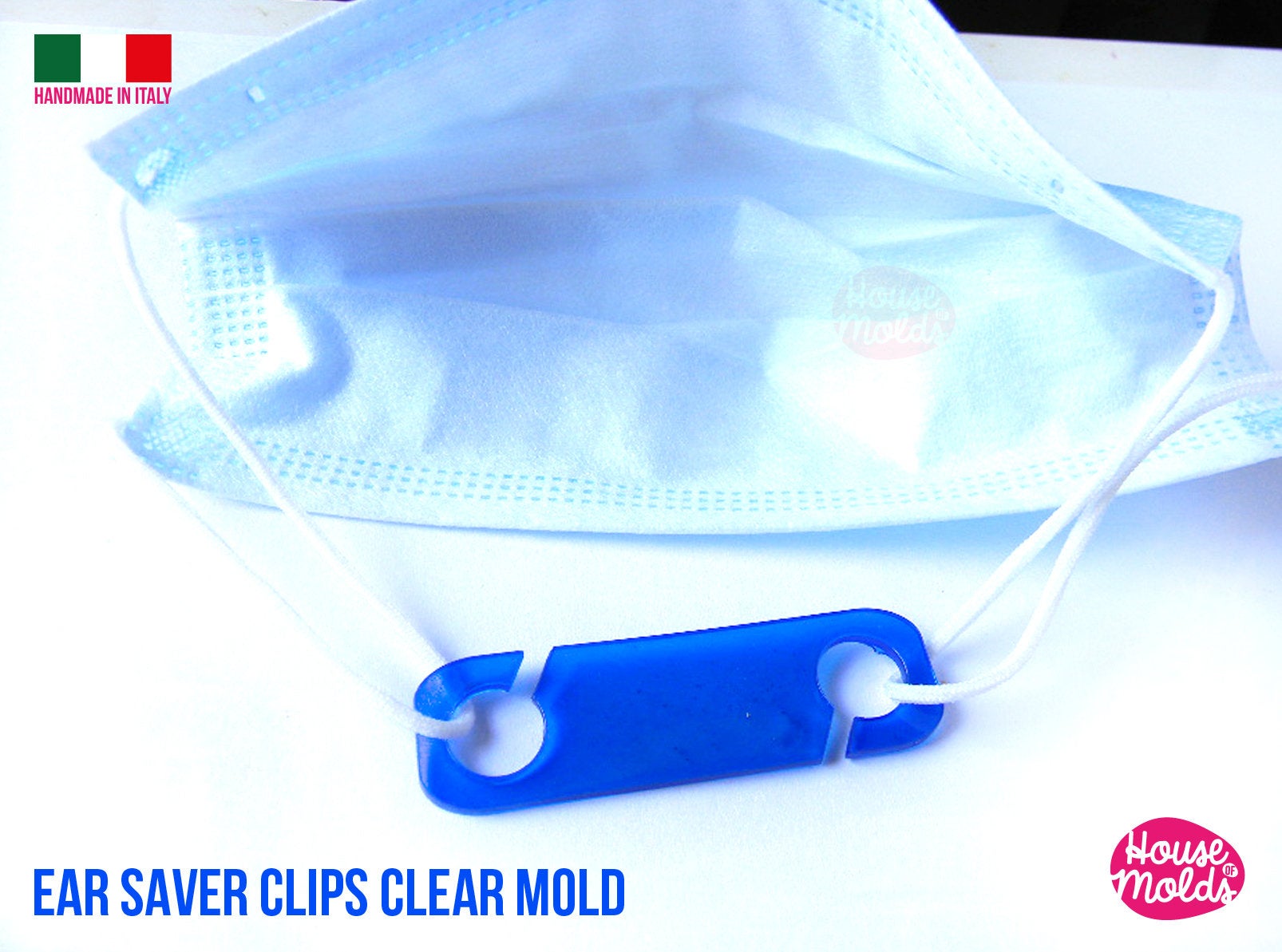 Rectangular Ear Clips Ear Saver Clips Clear Molds , Rectangle Design 03 - measurements 67 mm ...