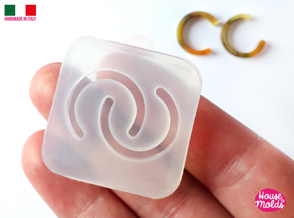 CC TINY  Flat Earrings Hoops Clear Mold , 19 mm diameter 4 mm thickness ,  very  easy Transparent Mold ,  super shiny - house of molds