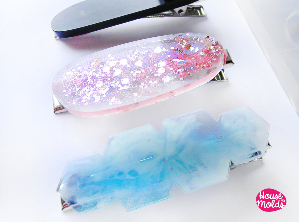 Alligator Hair Clips Blanks -Platinum Colour Glue on Hair accessories  -  56 mm lenght , 8 mm width -house of molds