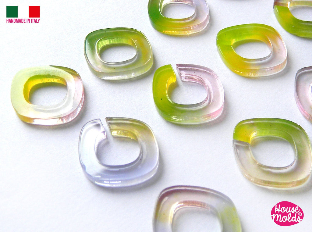 Rombo CHAIN Clear Mold - each chain element is 17x15 mm -great to  make resin collier , bangles , earrings -shiny surface super glossy