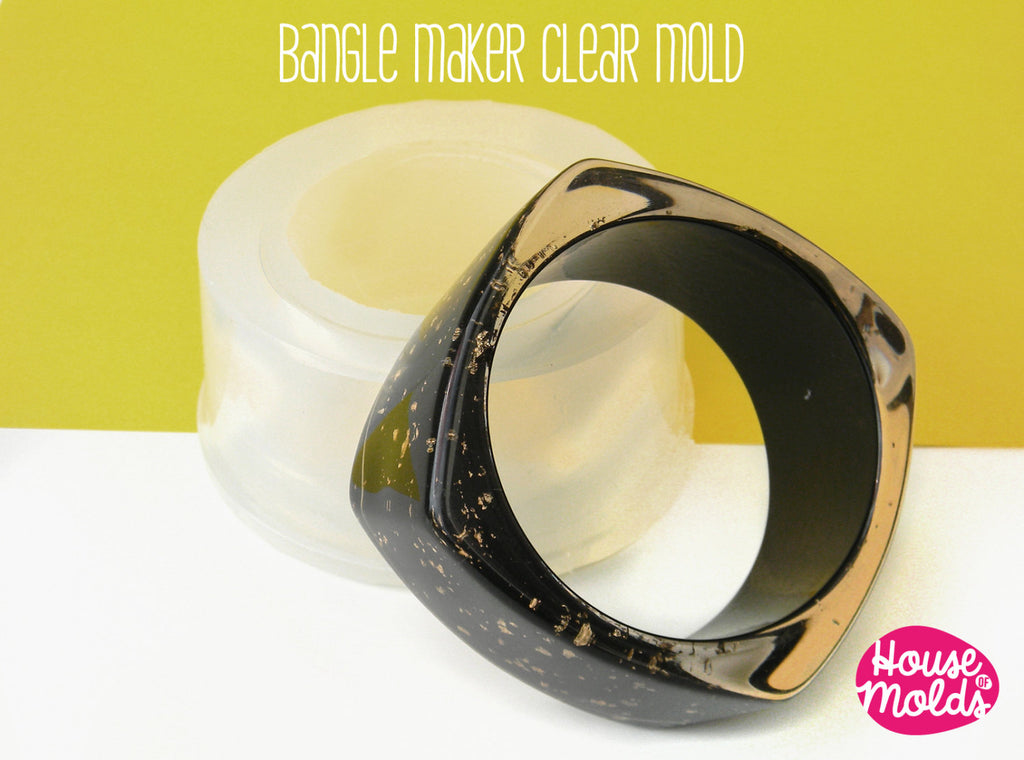 Squared Tall Bold  Bangle Clear Mold , 66 mm inner diameter resin bangle - 38 mm tall-perfect for embedding flowers or images