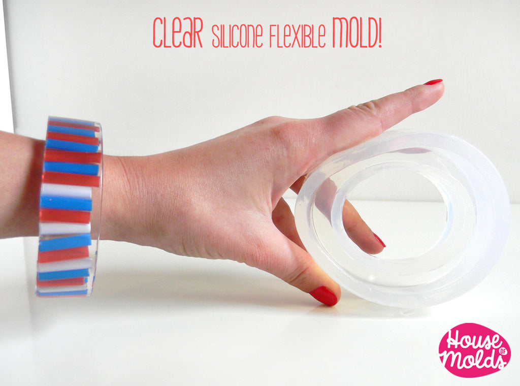 Bold Basic Bangle Clear Mold , 63 mm inner diameter and 22 mm tall bangle , shiny resin castings