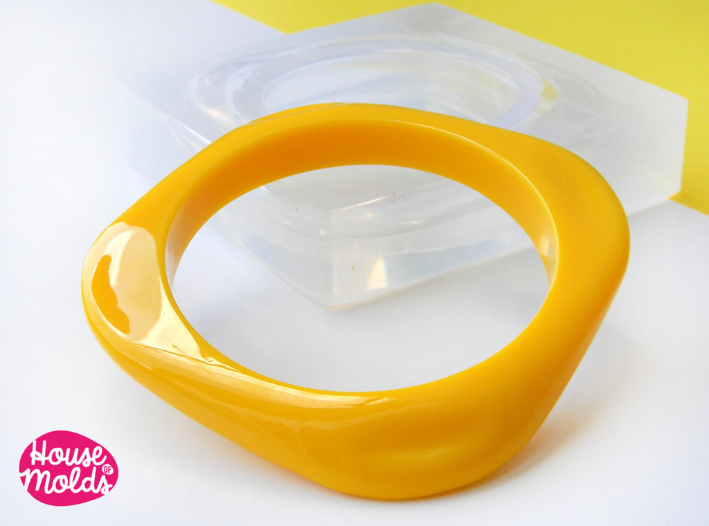 Windy Square Retro clear  Bangle Mold , 68 mm inner  diameter bangle , rounded corners- super glossy - house of molds