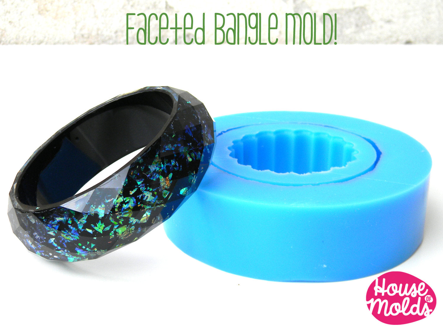 Faceted Plain Thin Bracelet Clear Mold ,68 mm inner diameter and