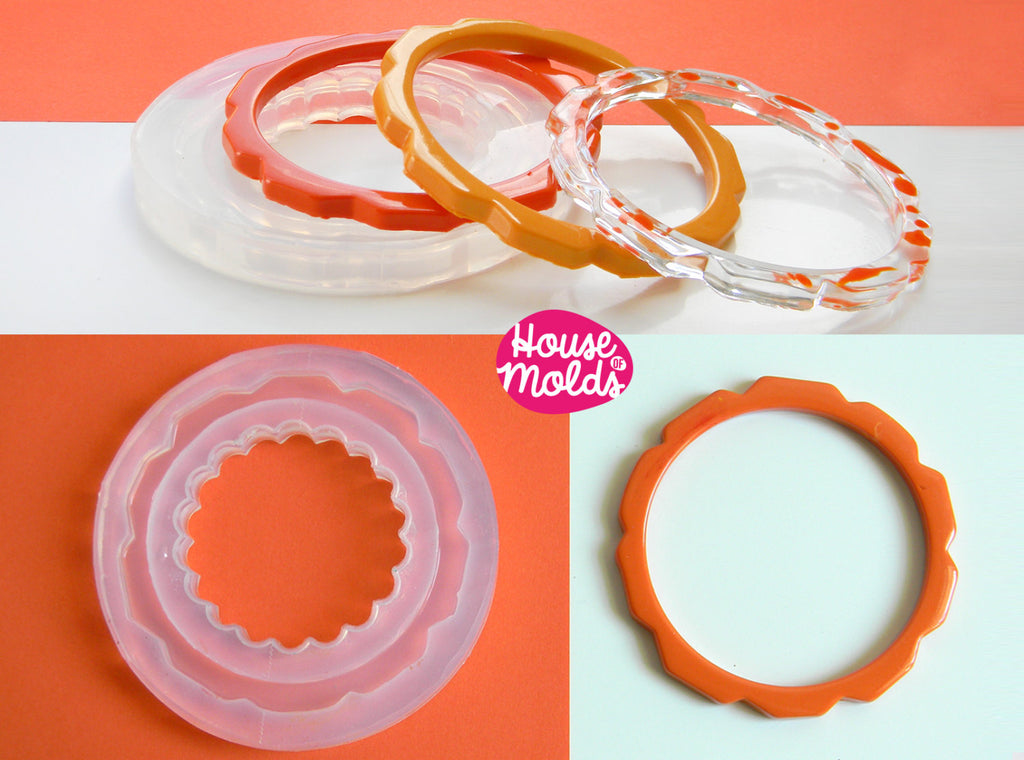 RESIN WAVY ROUND Bead Mold, Silicone Mold to make 1-3/8 wavy round shapes,  reusable, tol0924
