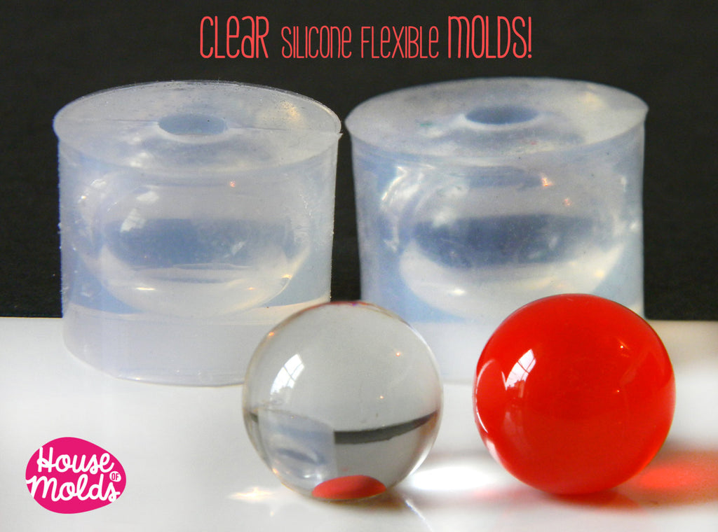 2 Spheres Clear Molds 15 mm diameter - to make pendants or earrings - house of molds