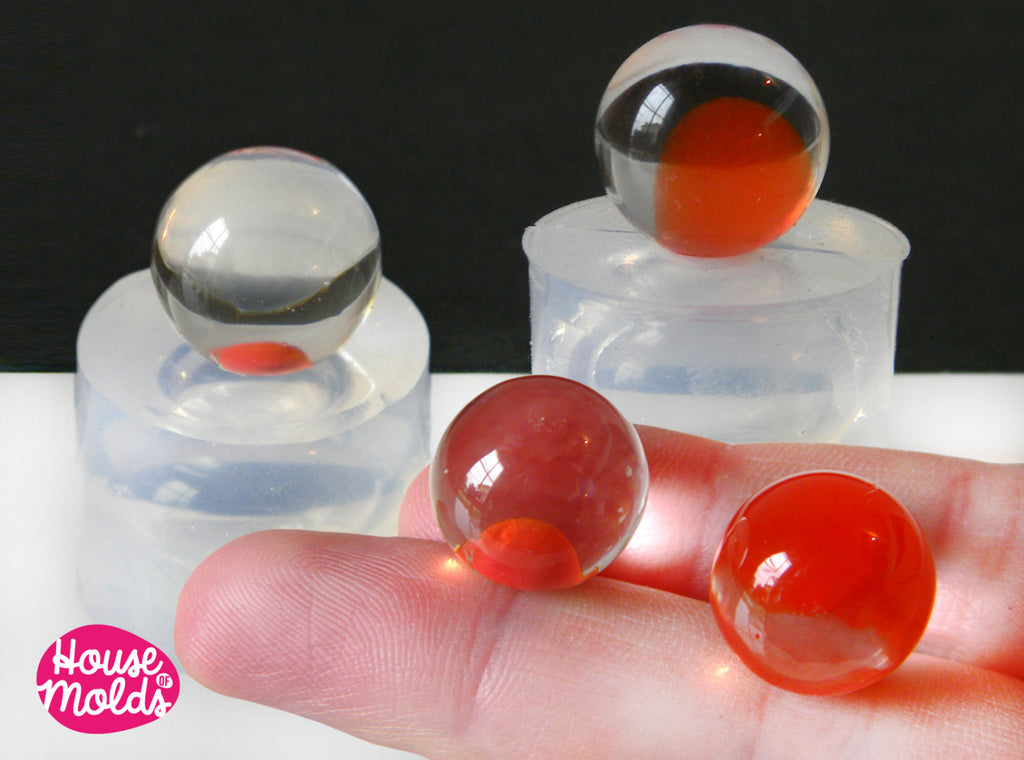 2 Spheres Clear Molds 15 mm diameter - to make pendants or earrings - house of molds