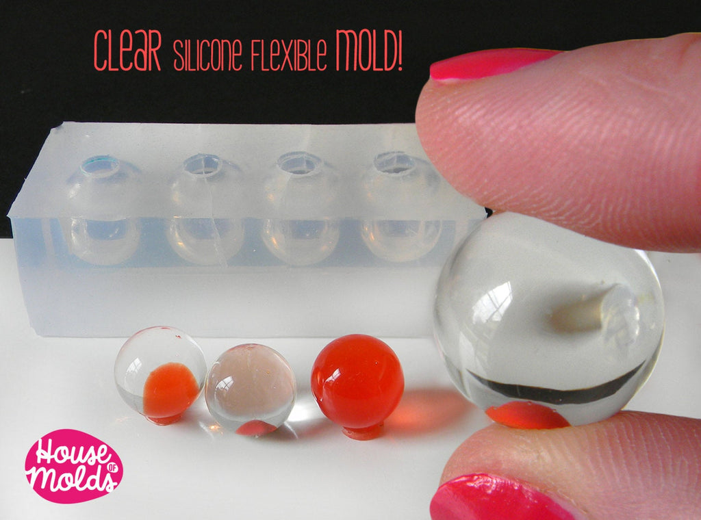 *READY TO SHIP * 13  or  15  mm Multi Sphere Clear Mold,4 cavities - shiny surface transparent mold-House Of Molds