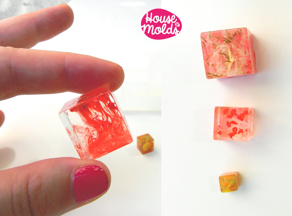 Multi Cubes Clear Mold  ,Mold for  3 size Resin Cubes-HOUSE OF MOLDS-transparent mold for 3 sizes cubes pendants