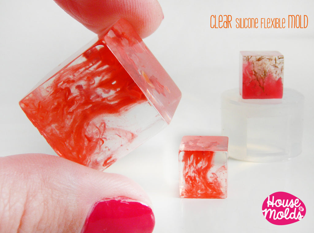 Cube Clear Mold  ,Mold for  2 cm Resin Cube-House Of Molds super clear resin mold