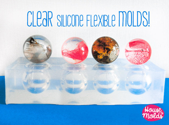 20 , 22, or 25 mm Multi Spheres Clear Mold , 4 cavities - shiny surface transparent mold-House Of Molds