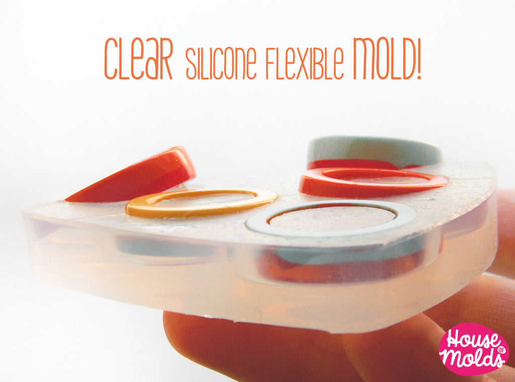 Clear Mold for Multi-size Band rings  , rings maker mold , transparent mold to make 5 sizes rings,super shiny surface silicone mold