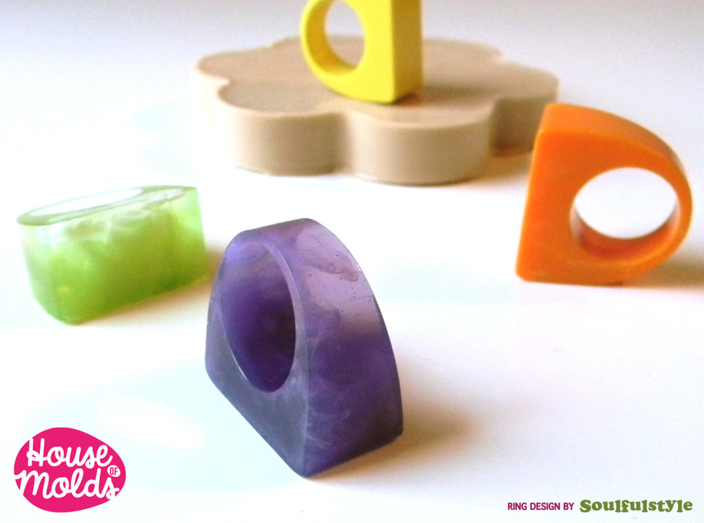 Silicone ring Mold for modern squared rings ,multi-size mold,usa sizes 6- 7-8-9