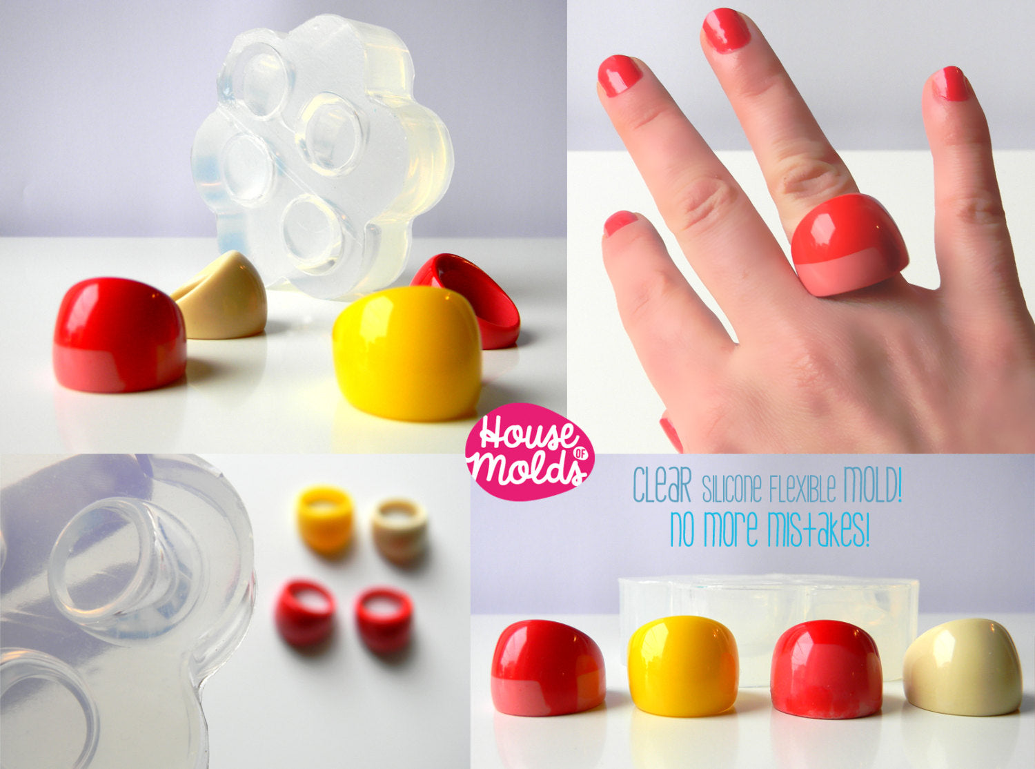 2 Pieces Resin Ring Molds Silicone Ring Molds Assorted Sizes Ring