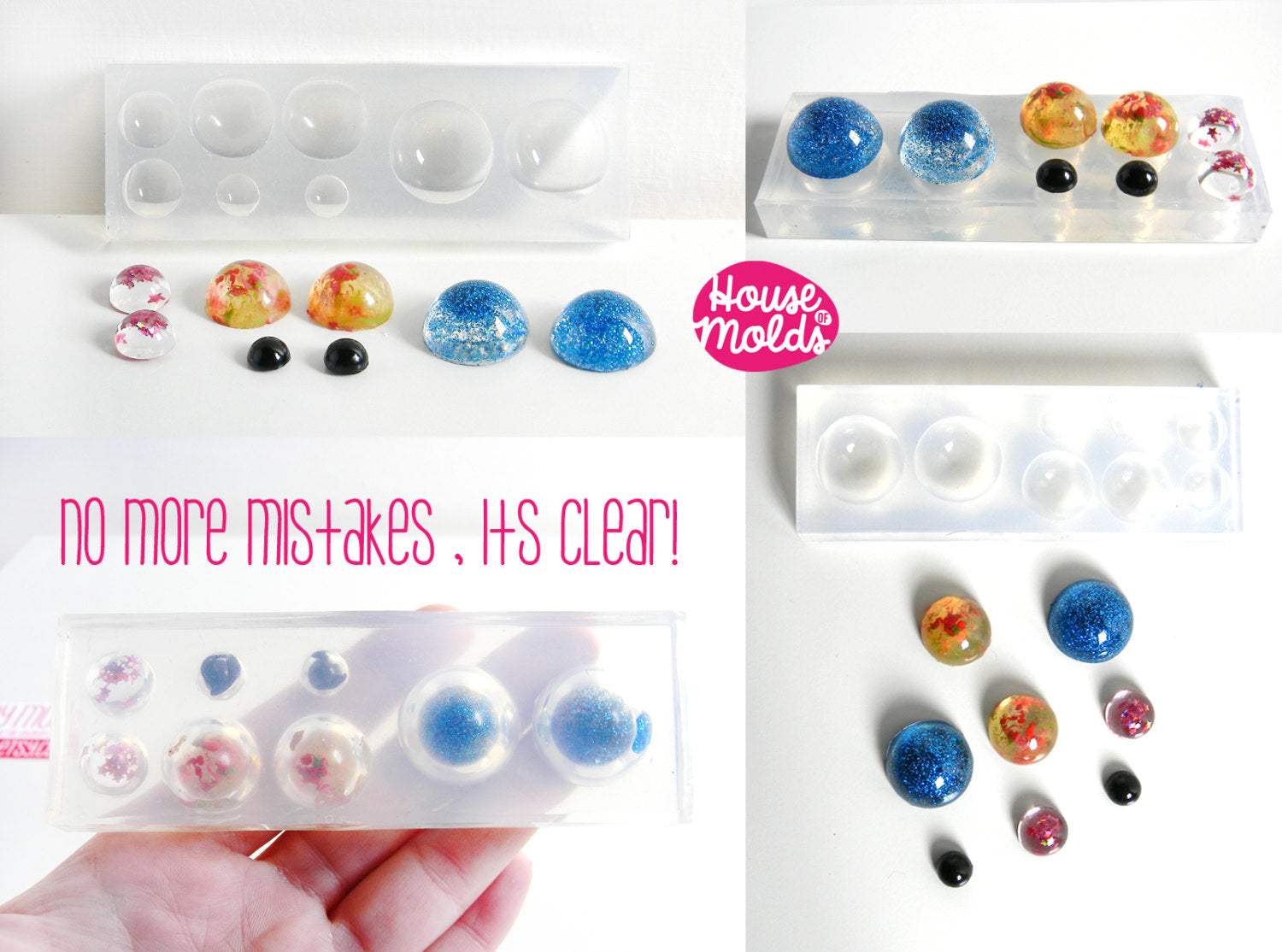 Multisize Cabochons Clear Mold ,4 sizes Cabochons Clear Mold for