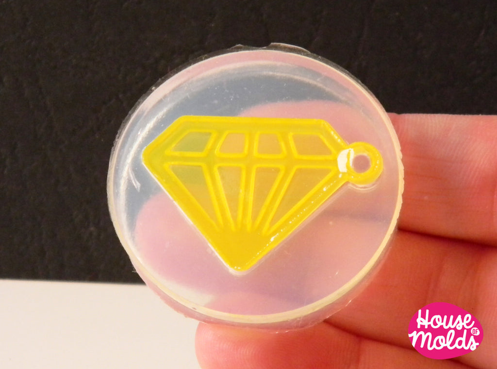 Diamond Charm Mold-Clear Flexible silicone rubber mold for resin