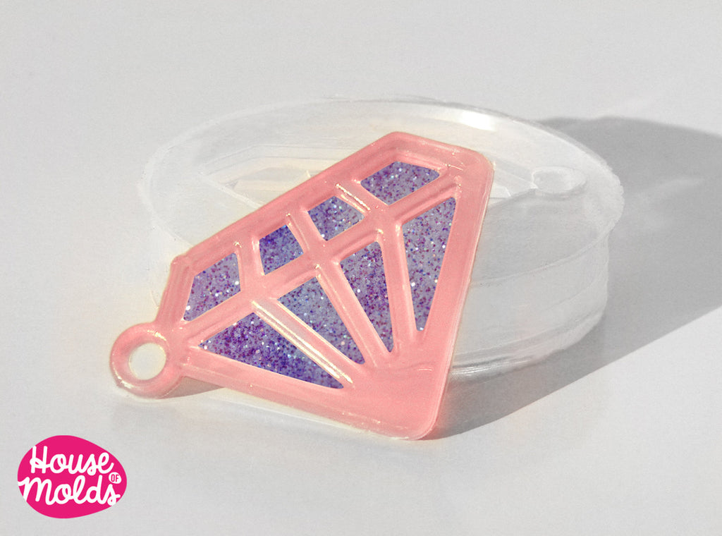 Diamond Charm Mold-Clear Flexible silicone rubber mold for resin